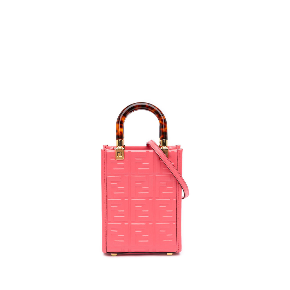 Pre-Loved Fendi Mini Zucca Embossed Leather Sunshine Shopper Tote